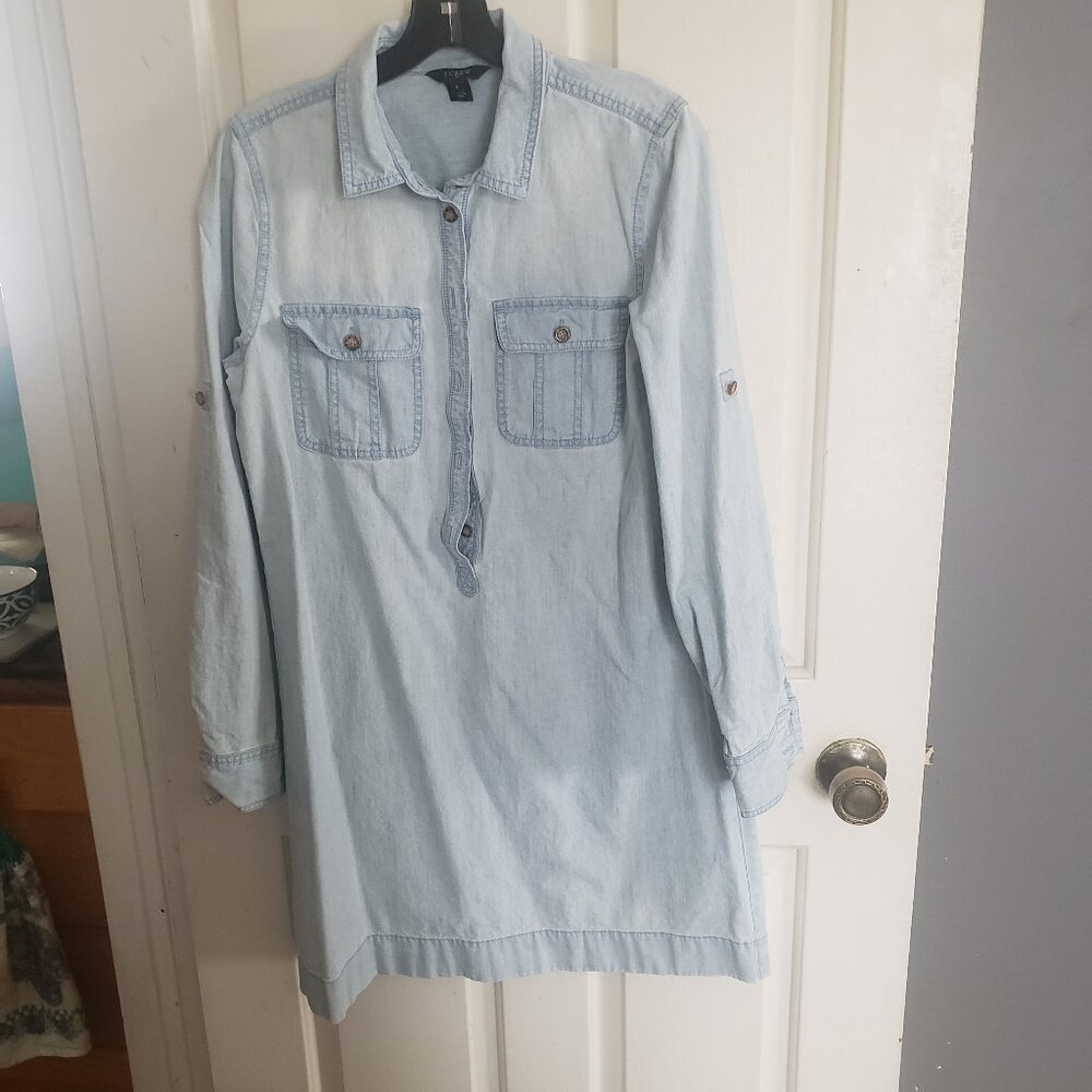 J. Cew light blue Chambray shirt dress. Long Sleeves  Size S. Like new condition